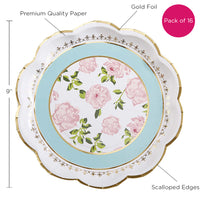 Thumbnail for Tea Time Whimsy 9 in. Premium Paper Plates - Blue (Set of 16) Alternate Image 6, Kate Aspen | Paper Plates