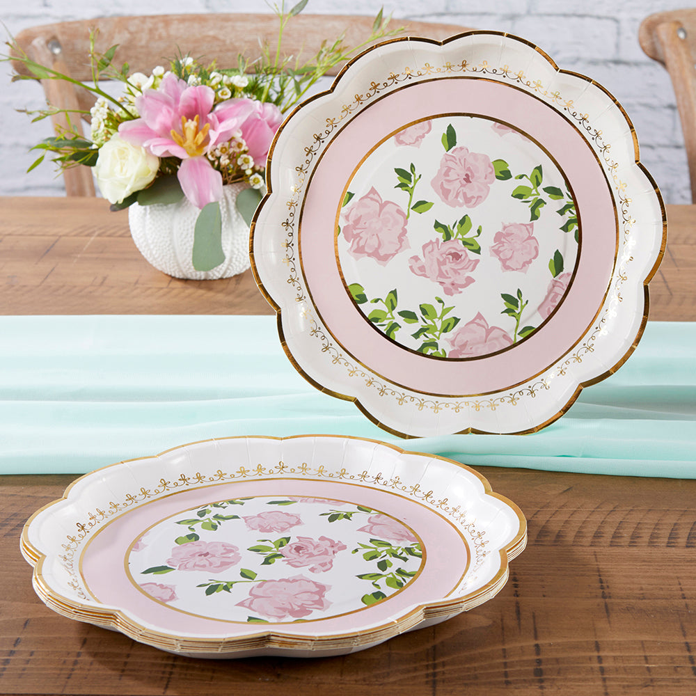 Tea Time Whimsy 9 in. Premium Paper Plates - Pink (Set of 16) Main Image, Kate Aspen | Paper Plates