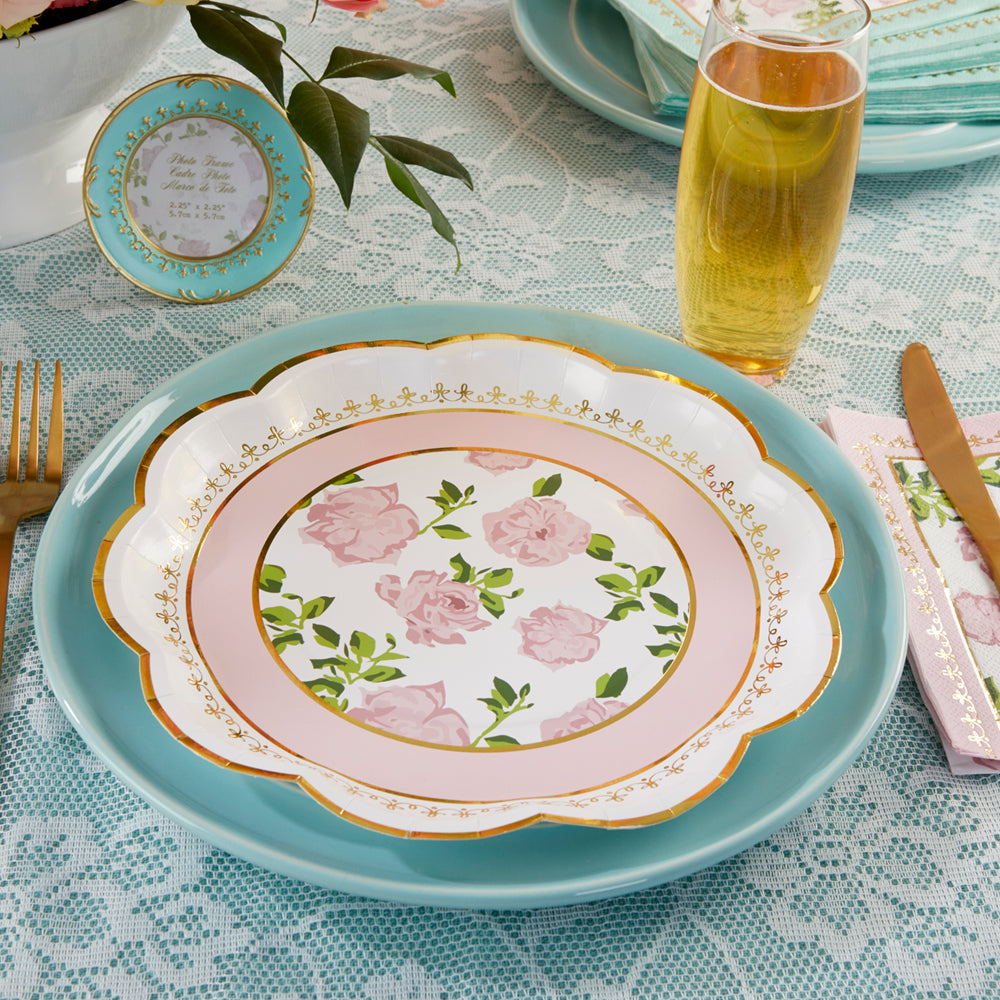Tea Time Whimsy 9 in. Premium Paper Plates - Pink (Set of 16) Alternate Image 3, Kate Aspen | Paper Plates