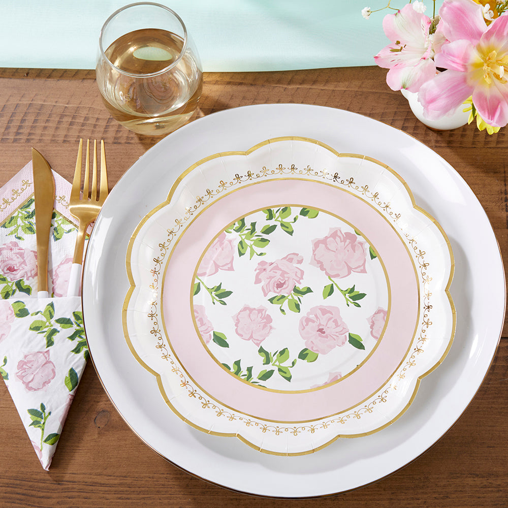 Tea Time Whimsy 9 in. Premium Paper Plates - Pink (Set of 16) Alternate Image 4, Kate Aspen | Paper Plates