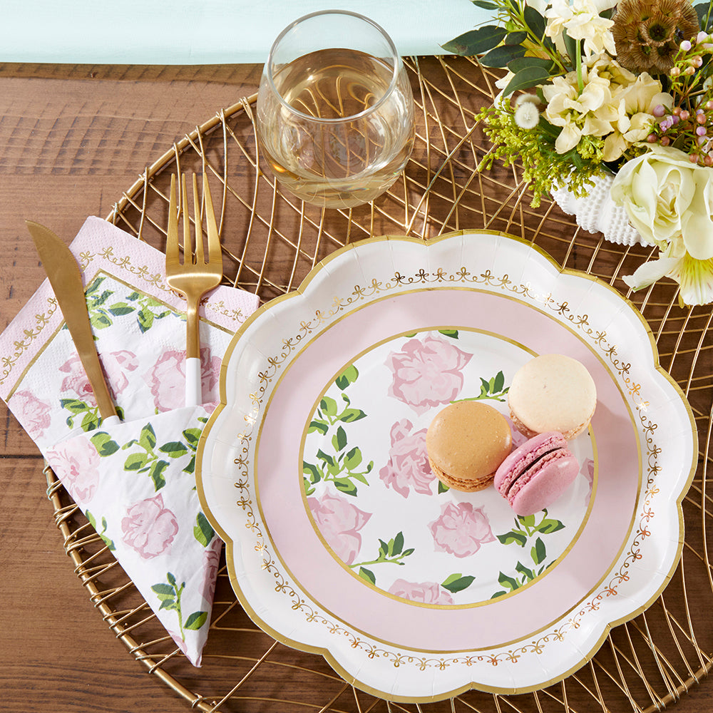 Tea Time Whimsy 9 in. Premium Paper Plates - Pink (Set of 16) Alternate Image 5, Kate Aspen | Paper Plates