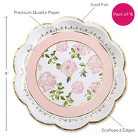 Thumbnail for Tea Time Whimsy 9 in. Premium Paper Plates - Pink (Set of 16) Alternate Image 6, Kate Aspen | Paper Plates
