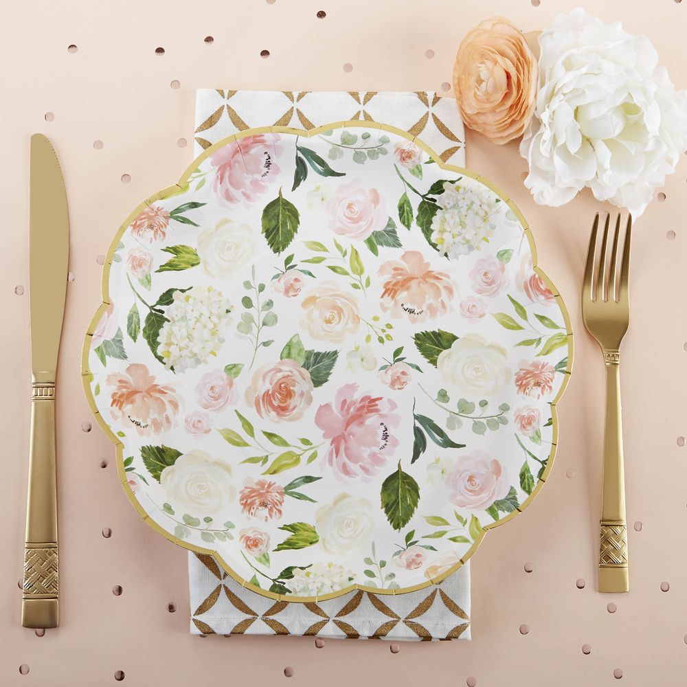 Floral 9 in. Premium Paper Plates (Set of 16)