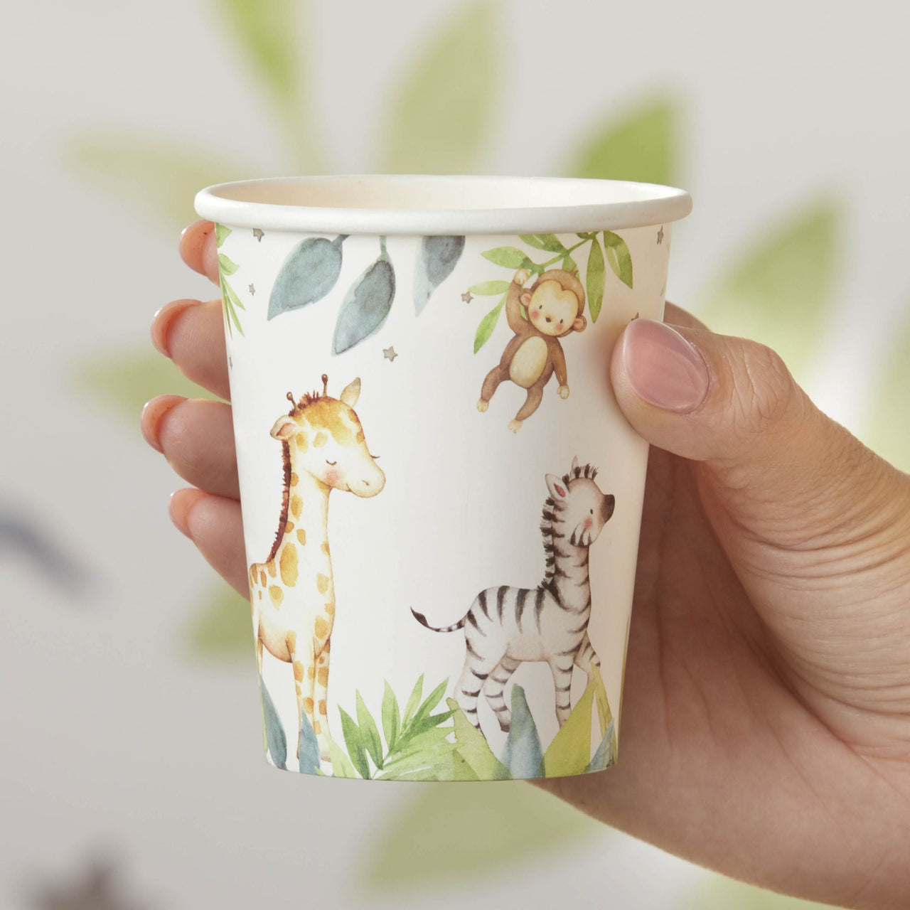 Jungle Animals Porcelain Coffee Cups, Coffee Cups with Gold Trim