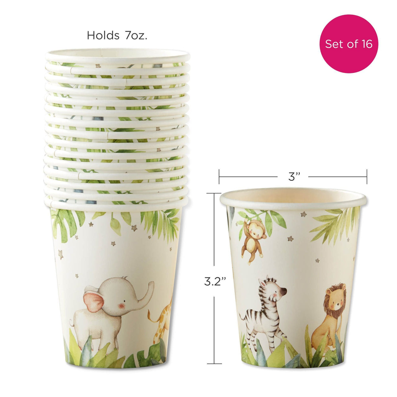 Safari Baby 7 oz. Paper Cups (Set of 16) Alternate Image 6, Kate Aspen | Cups