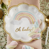 Boho Rainbow Baby 7 in. Premium Paper Plates (Set of 16) Main Image, Kate Aspen | Paper Plate