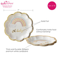 Boho Rainbow Baby 7 in. Premium Paper Plates (Set of 16) Alternate Image 6, Kate Aspen | Paper Plate