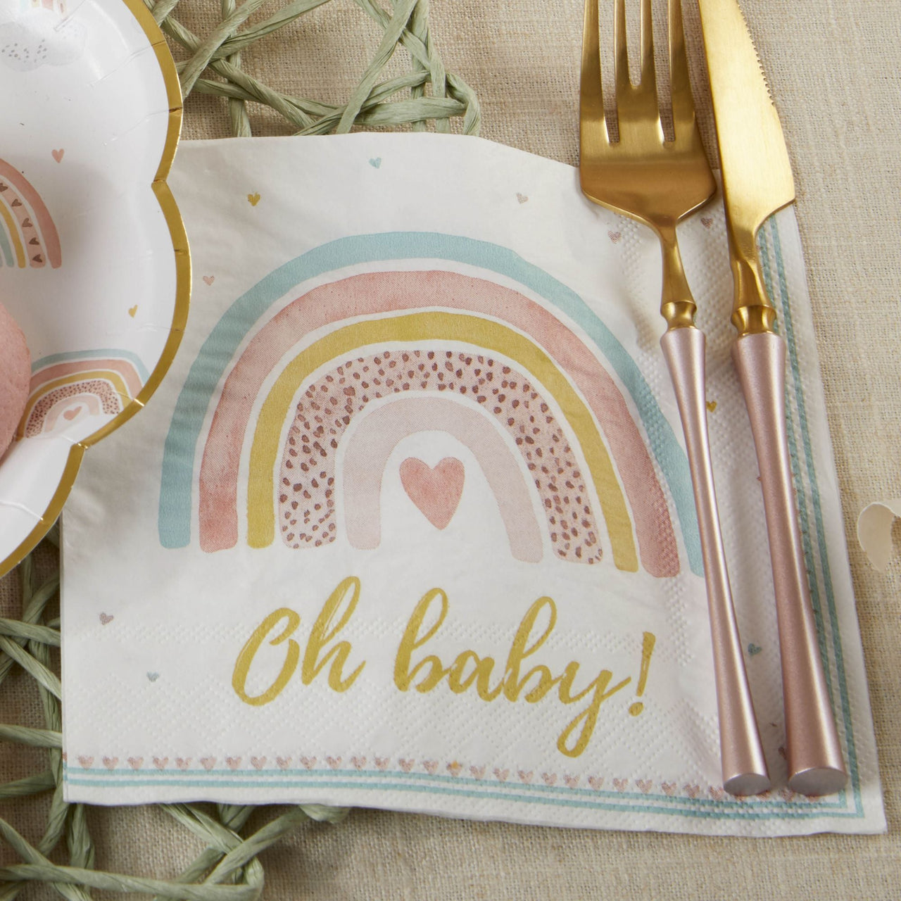 Boho Rainbow Baby 2 Ply Paper Napkins (Set of 30) Alternate Image 3, Kate Aspen | Napkin