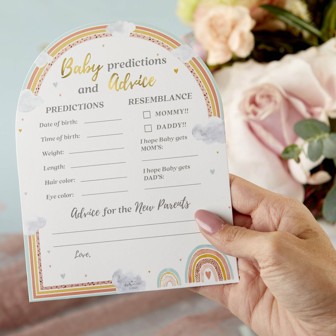 Boho Rainbow Baby Advice Card & Baby Shower Game (Set of 50) Alternate Image 2, Kate Aspen | Games and Advice Cards