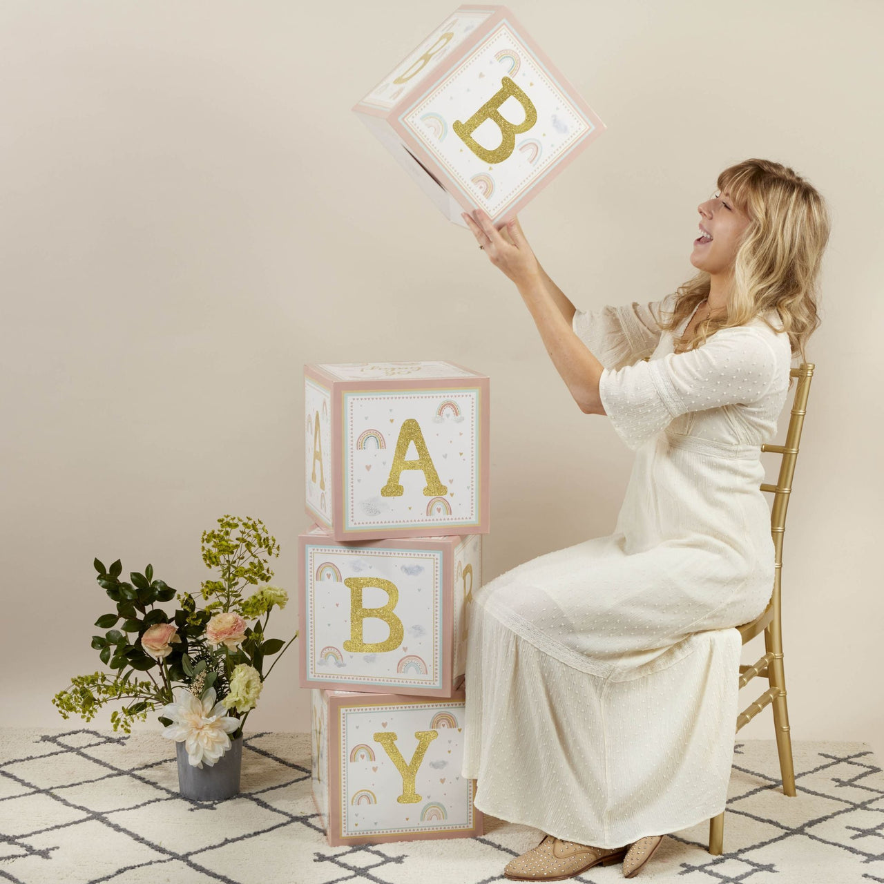 Boho Rainbow Baby Block Box (Set of 4) Main Image, Kate Aspen | Decor Block Box