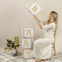 Thumbnail for Boho Rainbow Baby Block Box (Set of 4) Main Image, Kate Aspen | Decor Block Box