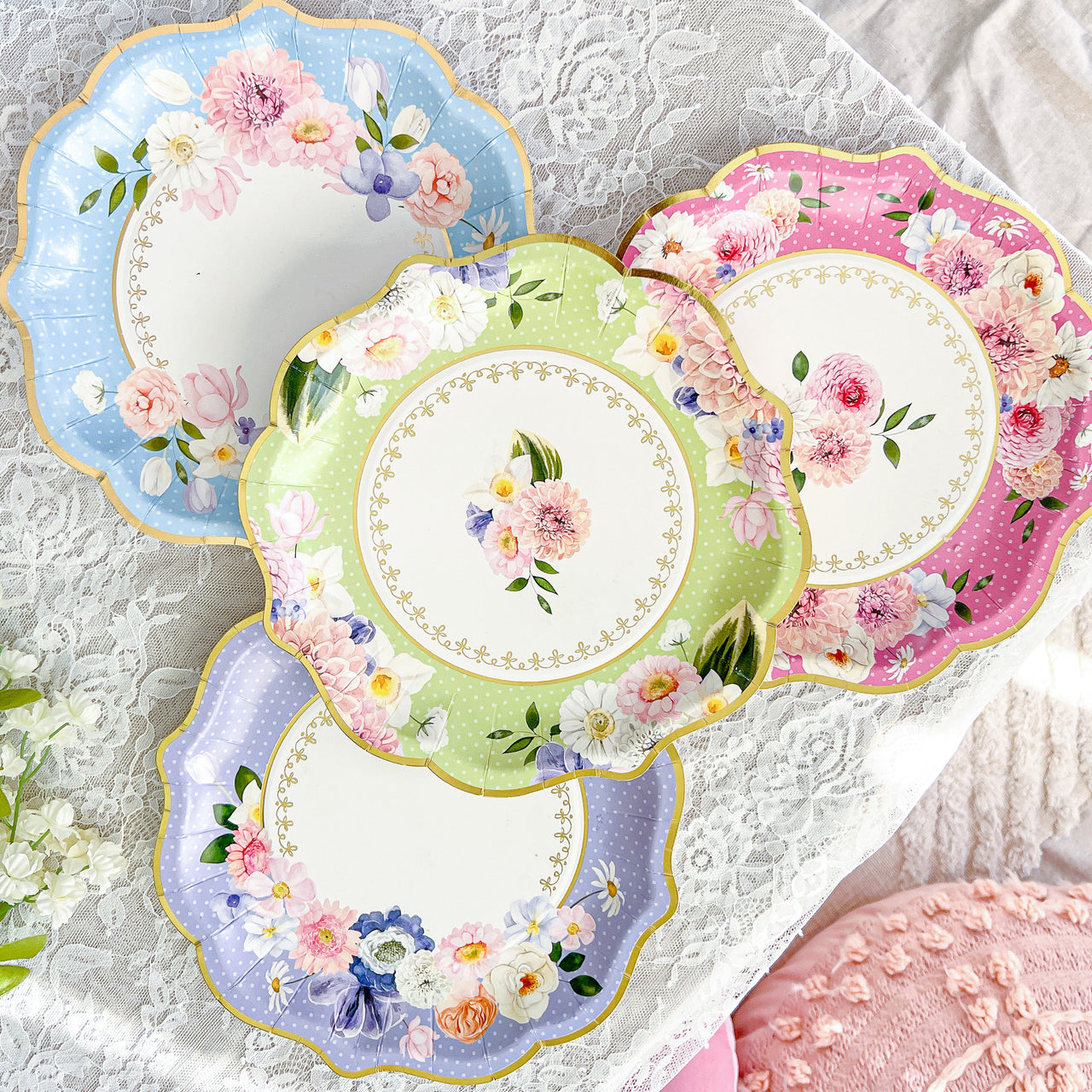 Tea Time Party 9" Premium Paper Plates - Assorted (Set of 16) Main Image, Kate Aspen | Paper Plate