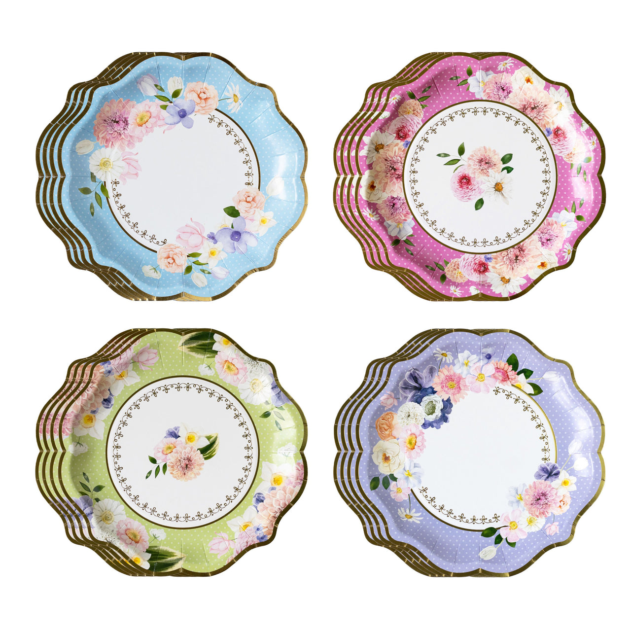 Tea Time Party 9" Premium Paper Plates - Assorted (Set of 16) Alternate Image 8, Kate Aspen | Paper Plate