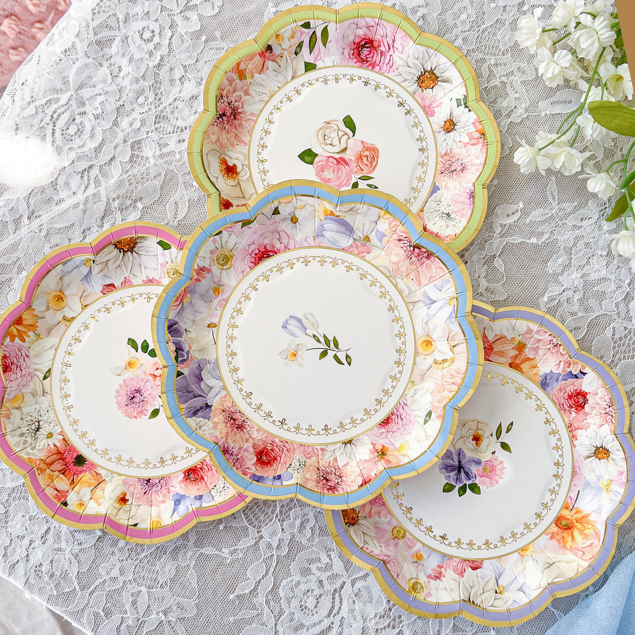 Tea Time Party 7" Premium Paper Plates - Assorted (Set of 16) Main Image, Kate Aspen | Paper Plate