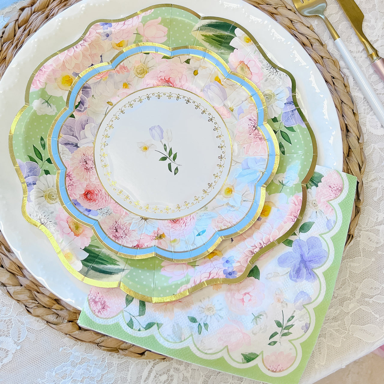 Tea Time Party 7" Premium Paper Plates - Assorted (Set of 16) Alternate Image 2, Kate Aspen | Paper Plate