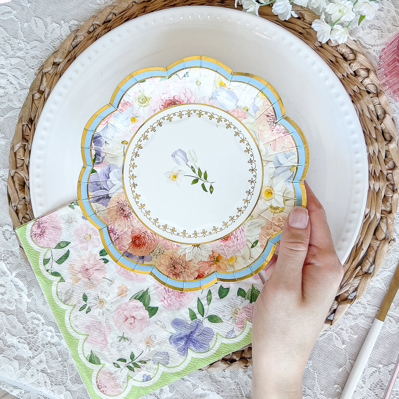 Tea Time Party 7" Premium Paper Plates - Assorted (Set of 16) Alternate Image 4, Kate Aspen | Paper Plate