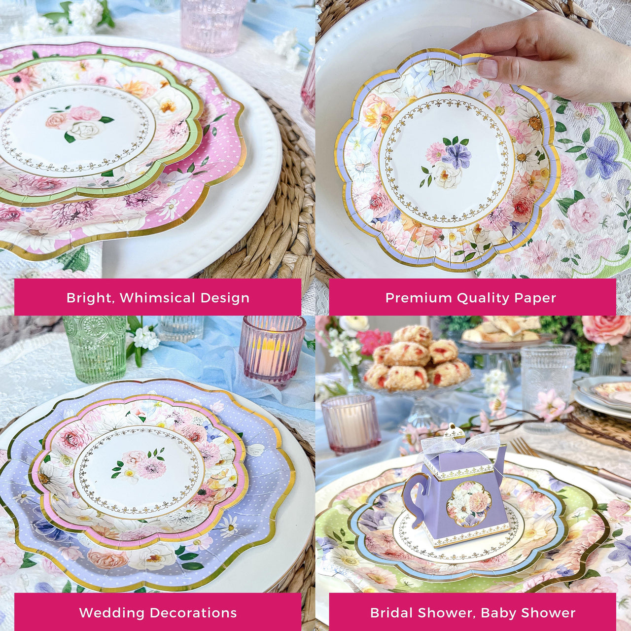 Tea Time Party 7" Premium Paper Plates - Assorted (Set of 16) Alternate Image 5, Kate Aspen | Paper Plate