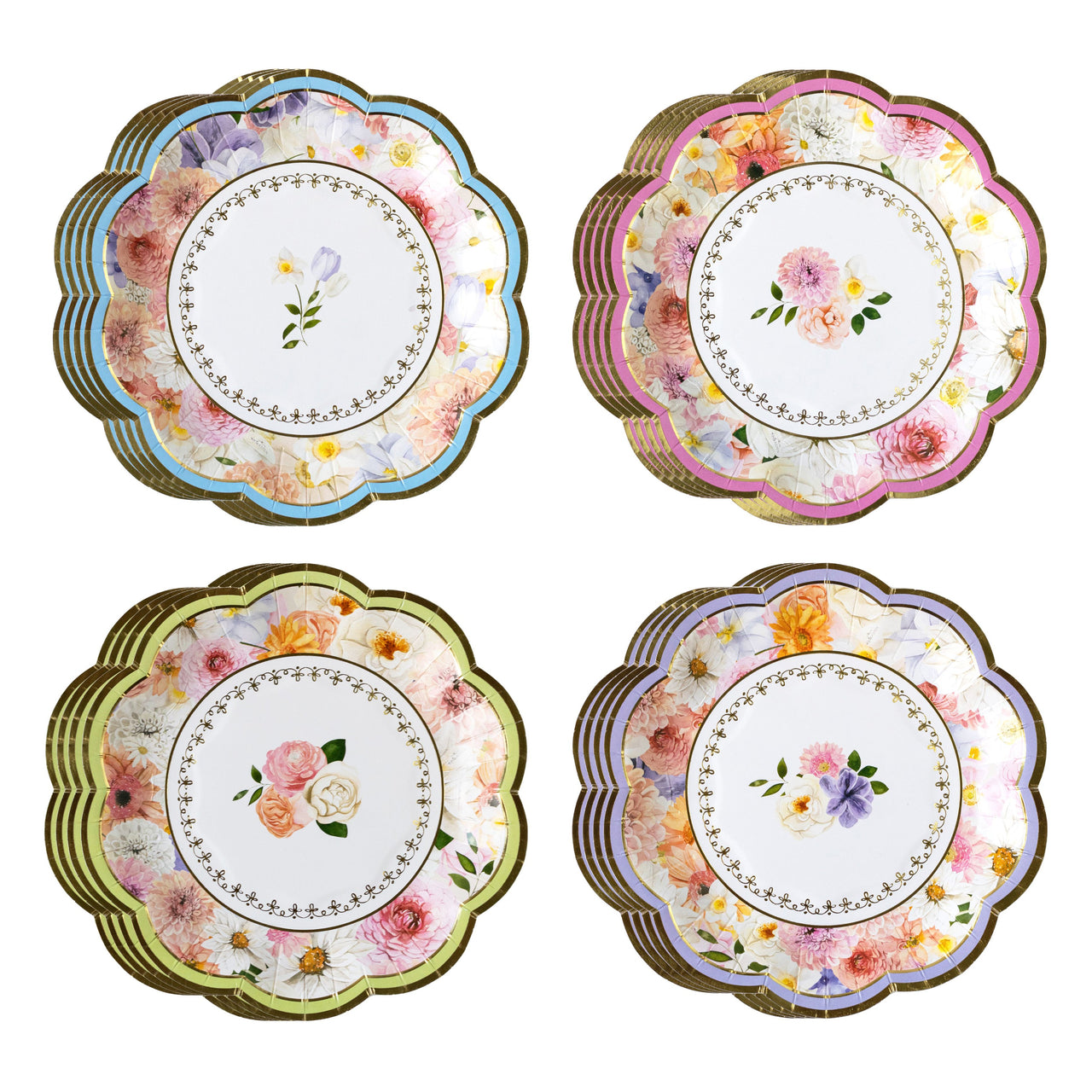 Tea Time Whimsy 9 in. Premium Paper Plates - Pink (Set of 16)