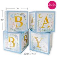 Elephant Baby Shower Block Box - Blue (Set of 4) Alternate Image 6, Kate Aspen | Decor Block Box