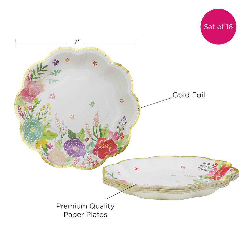 Garden Blooms 7 in. Premium Paper Plates (Set of 16) Alternate Image 6, Kate Aspen | Paper Plate