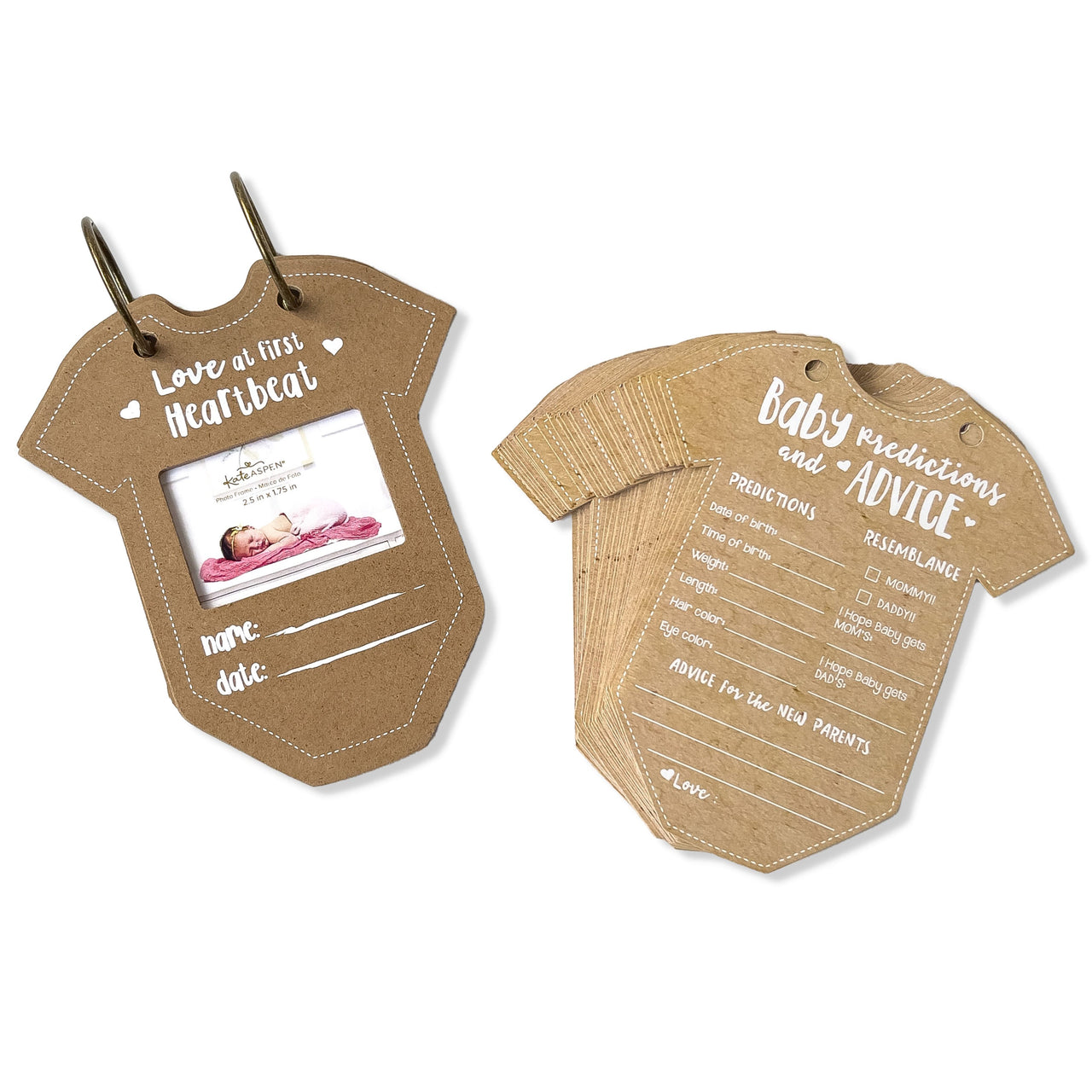 Baby Shower Prediction Advice Card Keepsake Book - Kraft Onesie Shape (Set of 50) Alternate Image 8, Kate Aspen | Games and Advice Cards