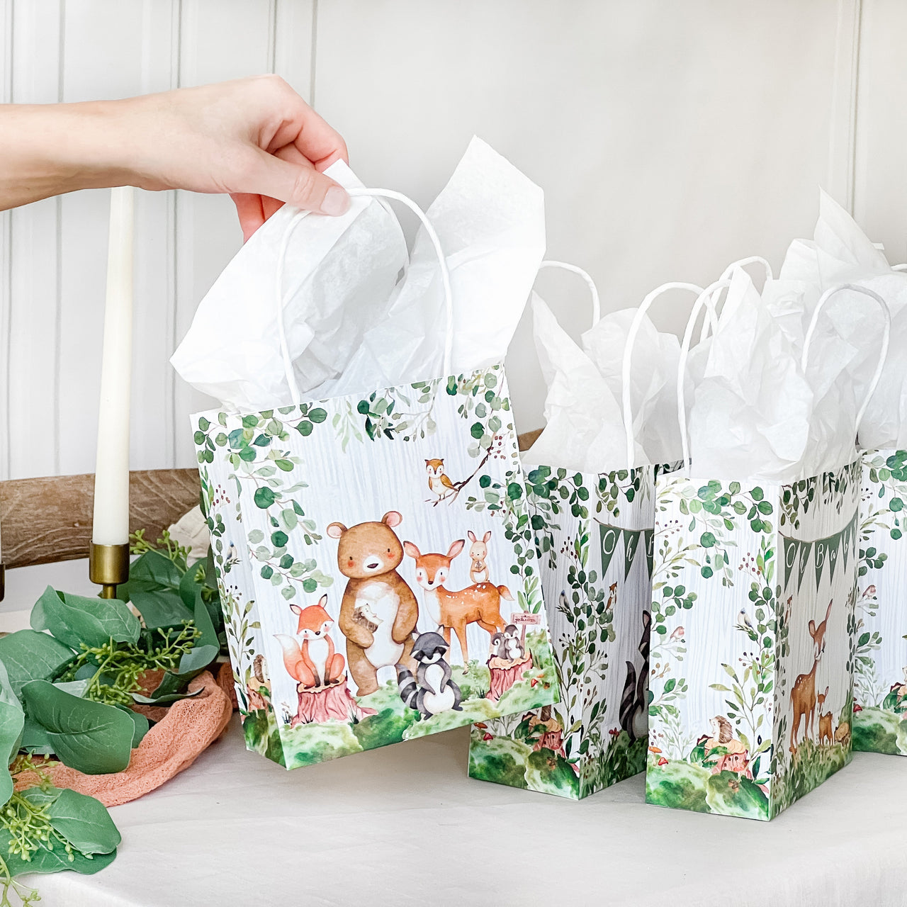 Woodland Baby Shower Gift Bag (Set of 24) Alternate Image 3, Kate Aspen | Favor Bag