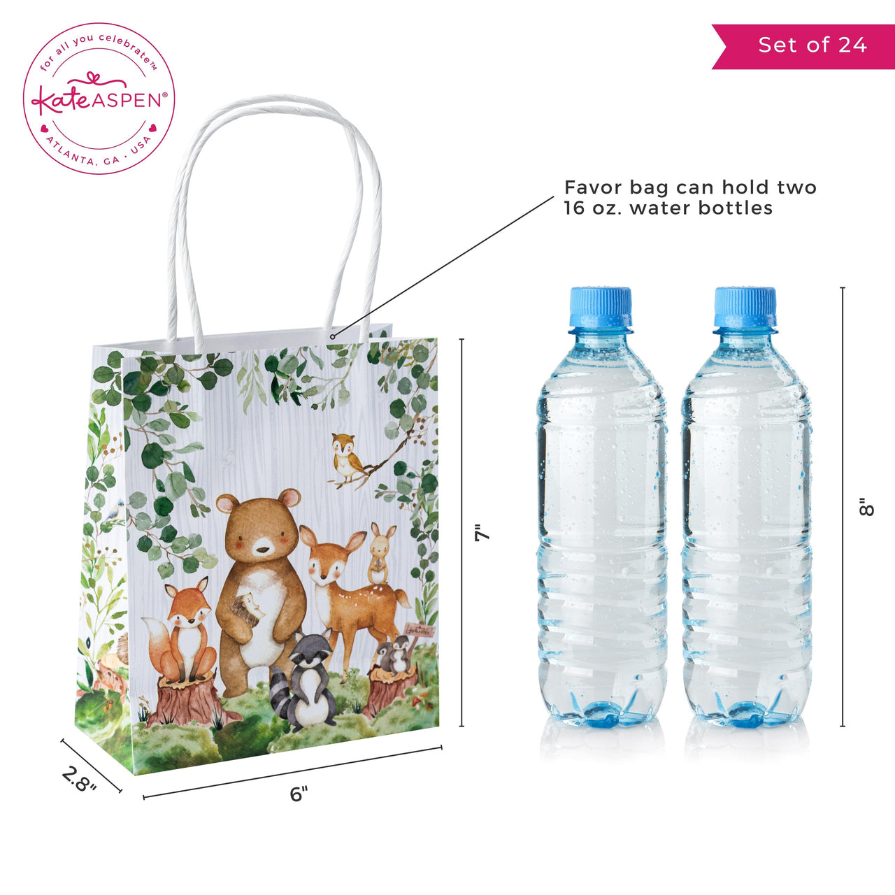 Woodland Baby Shower Gift Bag (Set of 24) Alternate Image 6, Kate Aspen | Favor Bag