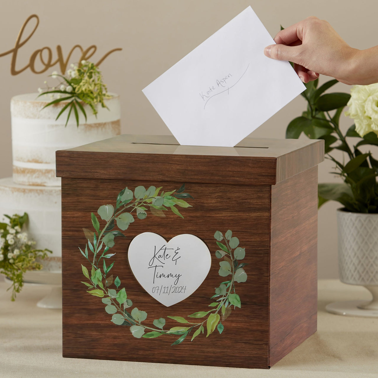 Rustic Brown Wood Card Box - Updated Alternate Image 2 - Kate Aspen