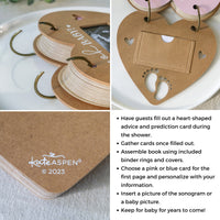 Baby Shower Prediction Advice Card Keepsake Book - Kraft Heart Shape  Alternate Image 5 - Kate Aspen