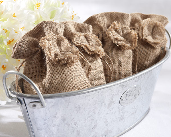 Rustic Renaissance Burlap Favor Bag with Drawstring Tie - Available Personalized (Set of 12)