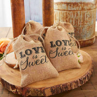 Thumbnail for Love is Sweet Burlap Drawstring Favor Bag (Set of 12)