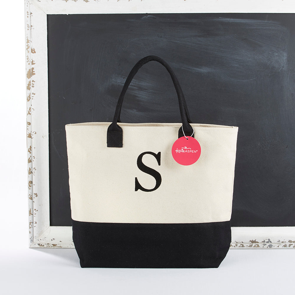 initial canvas tote bag