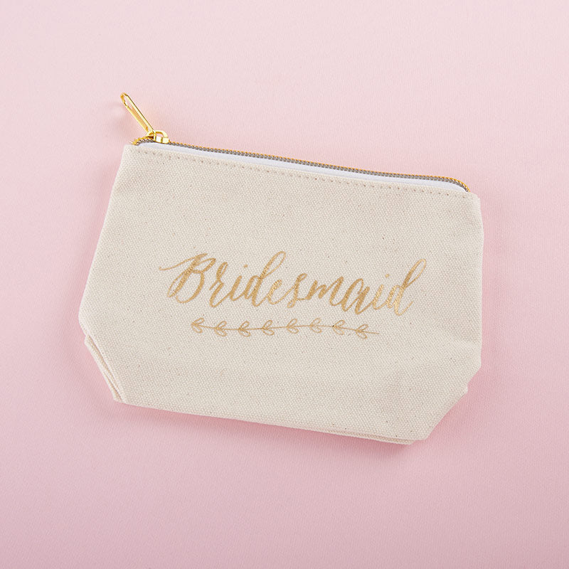 Gold Foil Bridesmaid Canvas Makeup Bag