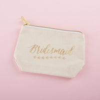 Thumbnail for Gold Foil Bridesmaid Canvas Makeup Bag