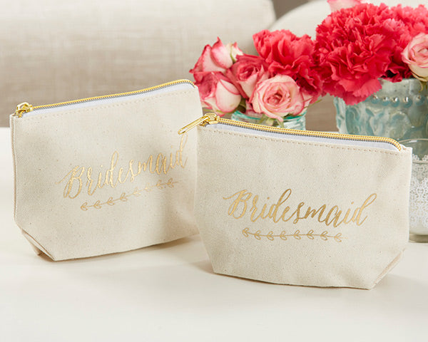 Gold Foil Bridesmaid Canvas Makeup Bag