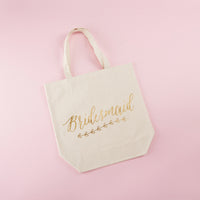 Thumbnail for Gold Foil Bridesmaid Canvas Tote (Personalization Available)