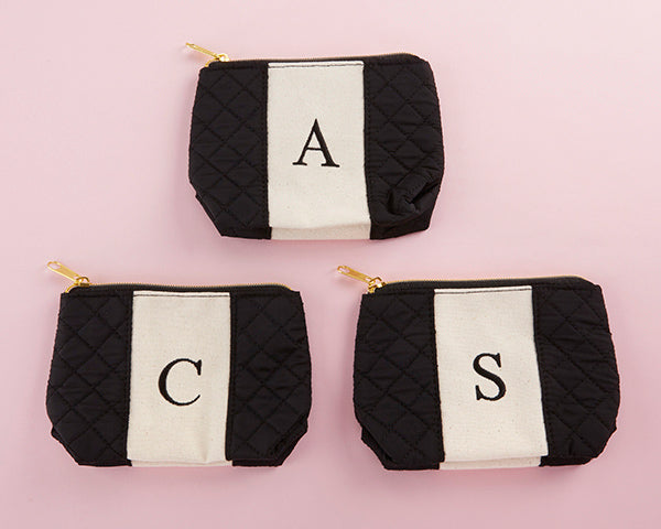 Classic Black and White Monogram Makeup Bag