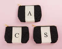 Thumbnail for Classic Black and White Monogram Makeup Bag Alternate Image 2, Kate Aspen | Totes/Cosmetic Bags