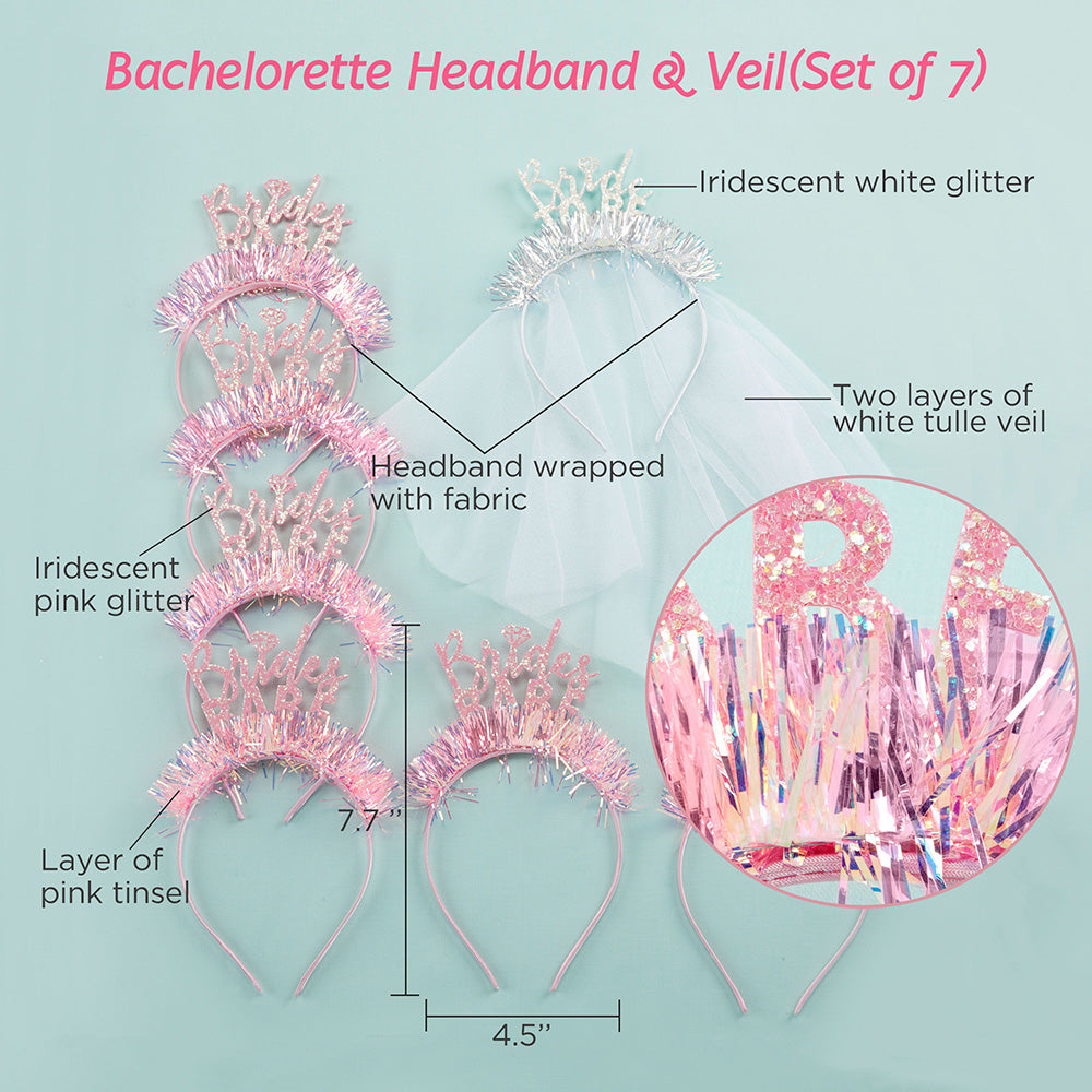 Bridal Party Bachelorette Headband (Set of 7)