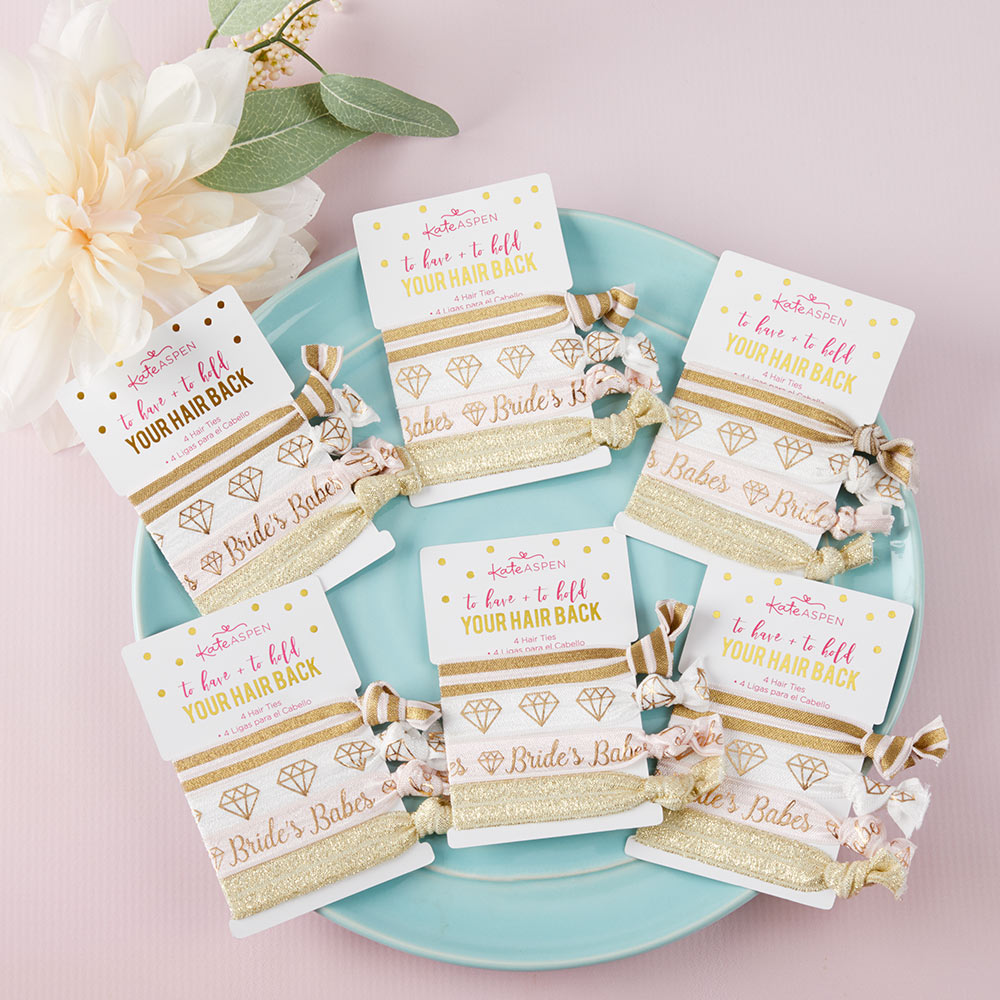 To Have & To Hold Your Hair Back Bridal Party Hair Ties (6 packs of 4)