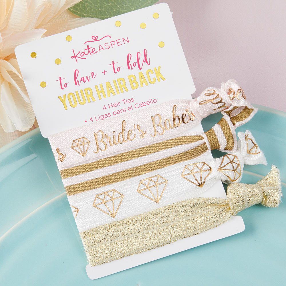 To Have & To Hold Your Hair Back Bridal Party Hair Ties (6 packs of 4)