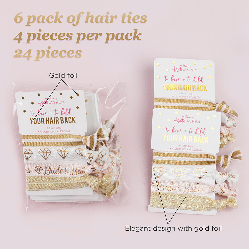 To Have & To Hold Your Hair Back Bridal Party Hair Ties (6 packs of 4)