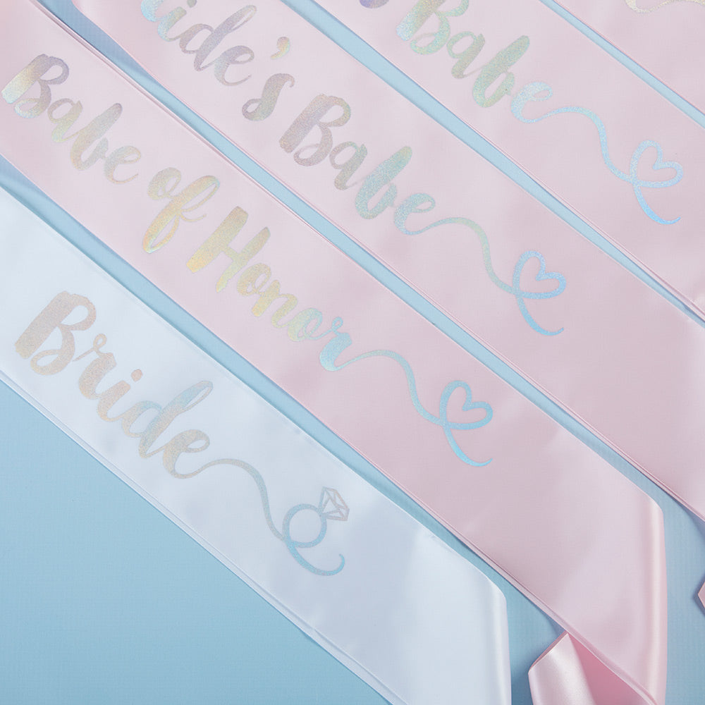 Brides Babes Iridescent Satin Sash (Set of 7) Alternate Image 2, Kate Aspen | Party Kit