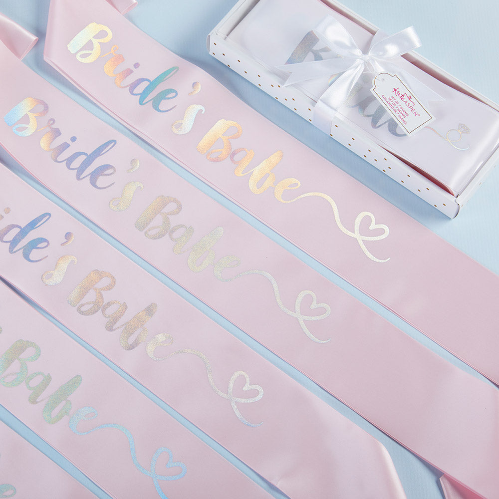 Brides Babes Iridescent Satin Sash (Set of 7) Alternate Image 5, Kate Aspen | Party Kit
