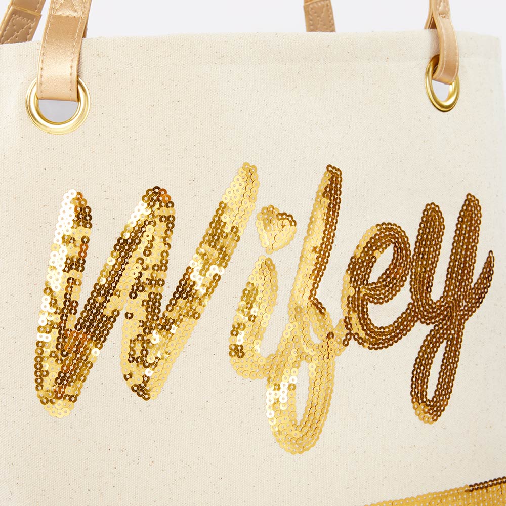 Sequin Wifey Canvas Tote Alternate Image 3, Kate Aspen | Totes/Cosmetic Bags