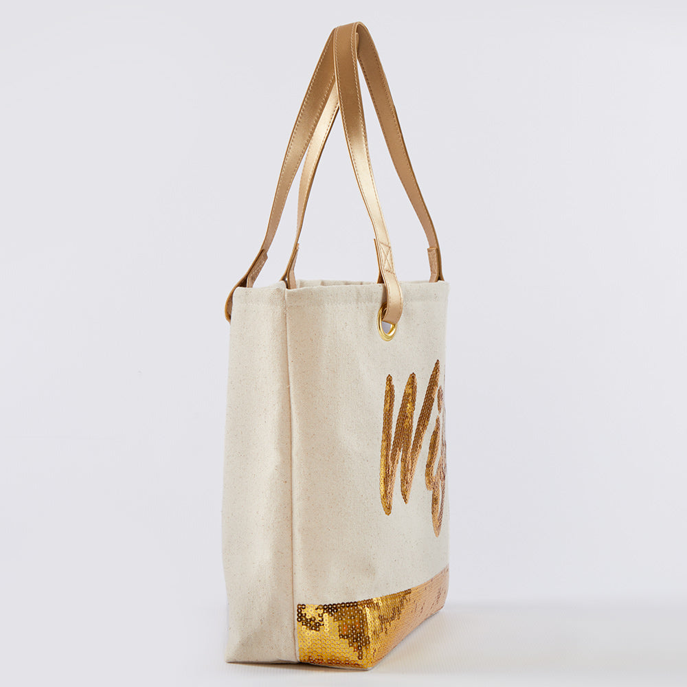 Sequin Wifey Canvas Tote Alternate Image 4, Kate Aspen | Totes/Cosmetic Bags