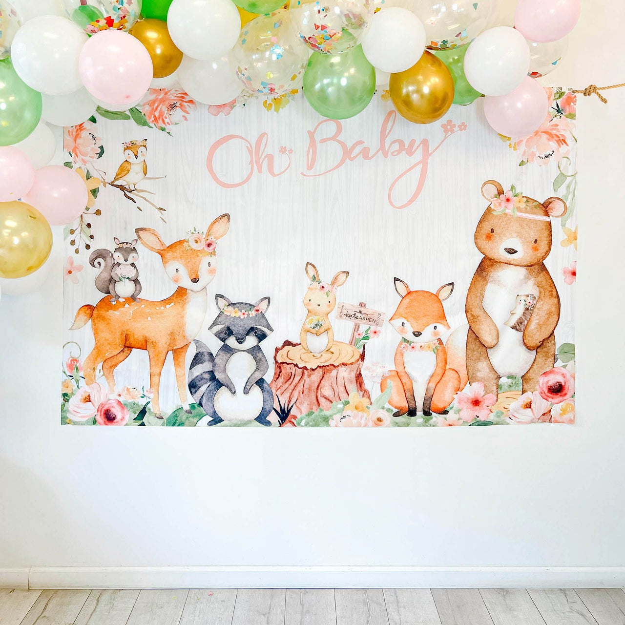 Woodland Baby Shower Photo Backdrop - Pink Alternate Image 2, Kate Aspen | Photo Backdrops