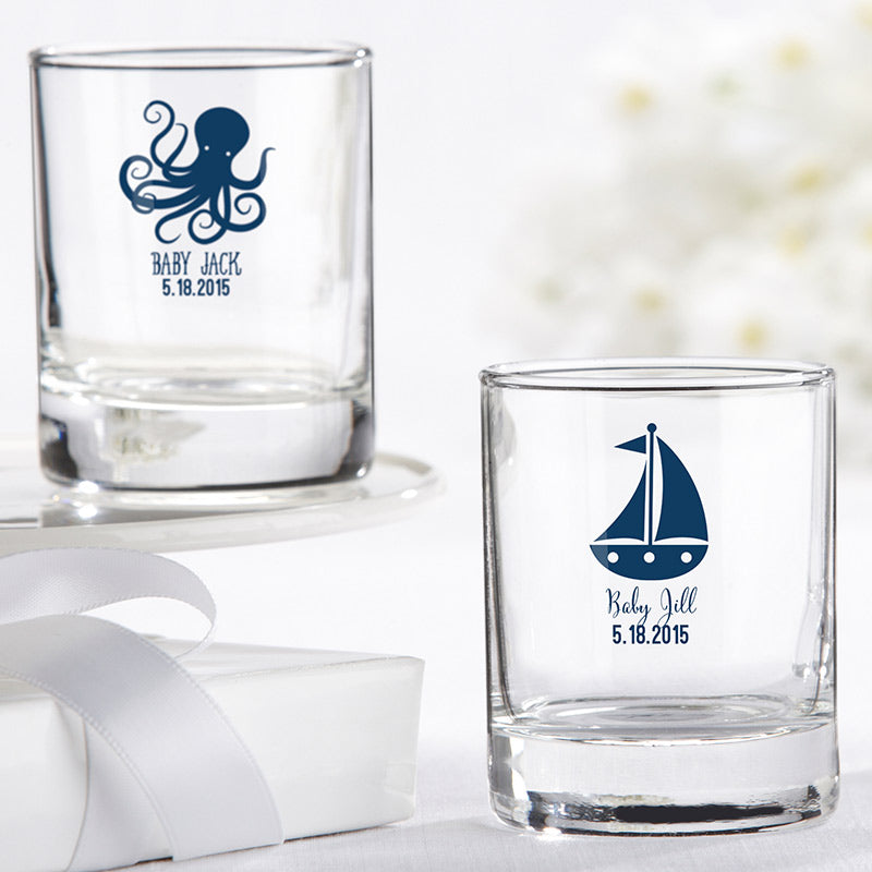 Personalized 2 oz. Shot Glass/Votive Holder - Nautical Baby Shower