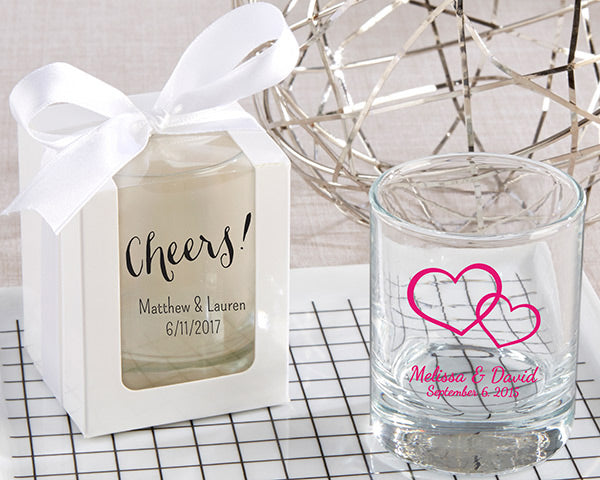 Personalised Engraved Shot Glass Wedding favours Guests toasts drink bride  groom
