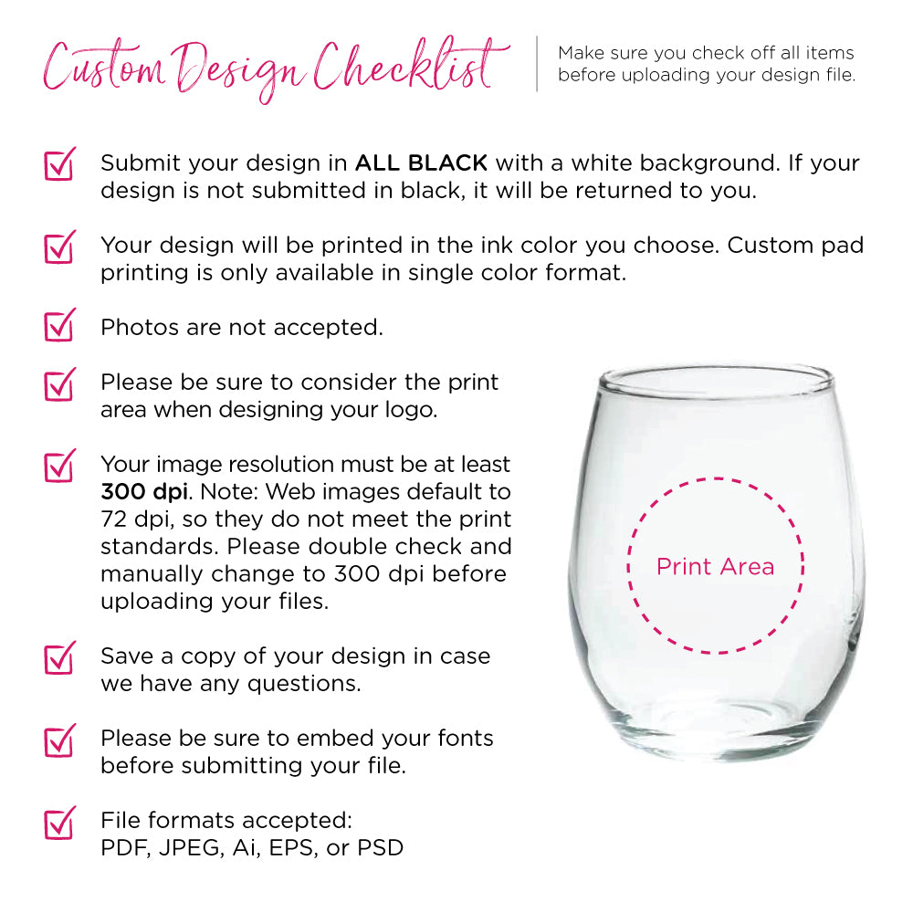 Personalized 9 oz. Stemless Wine Glass - Custom Design Alternate Image 4, Kate Aspen | Wine Glass